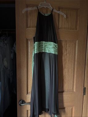 Maggy London Black Dress with Mint Green Sash